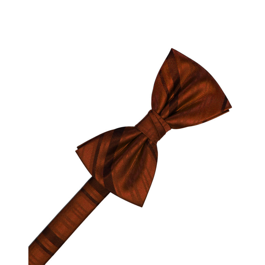 Mens Striped Satin Cognac Formal Bow Tie