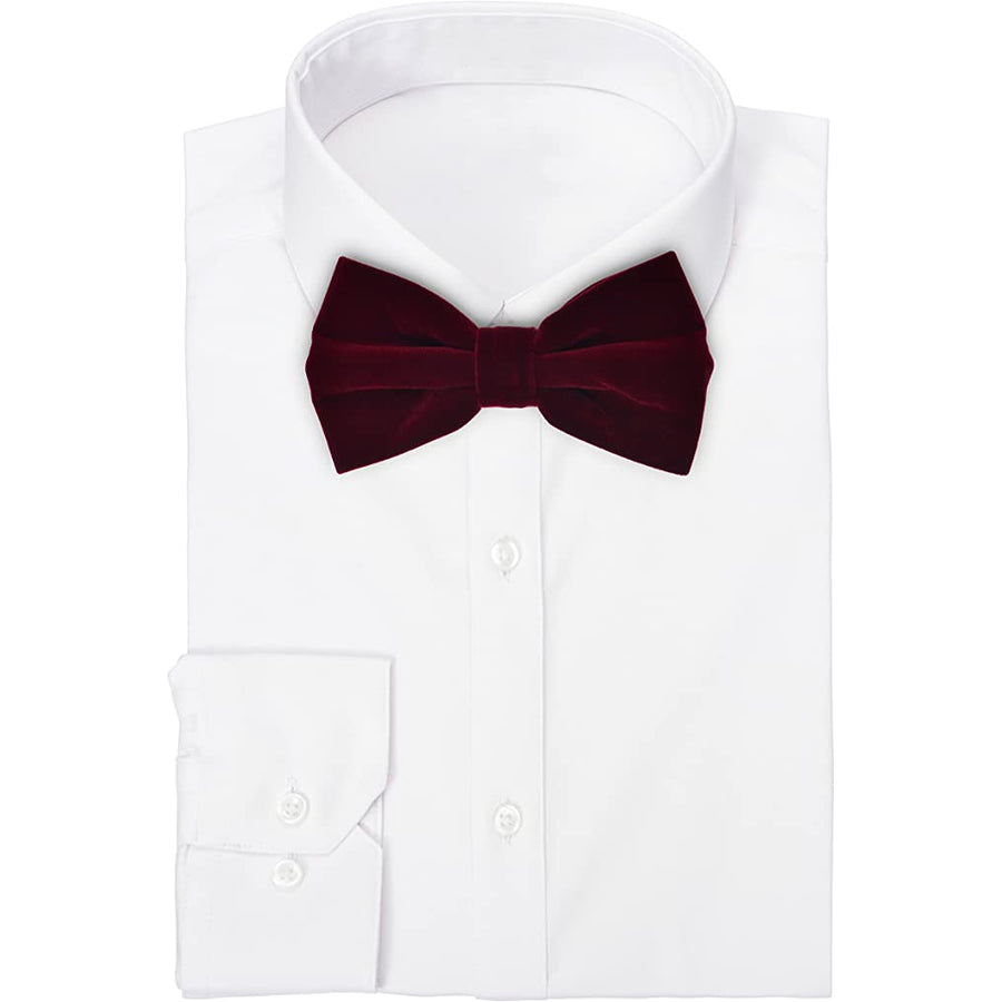 Burgundy Velvet Bow Tie and Pocket Square Set