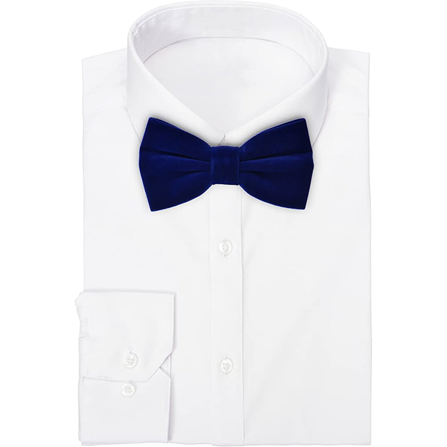 Royal Blue Velvet Bow Tie and Pocket Square Set