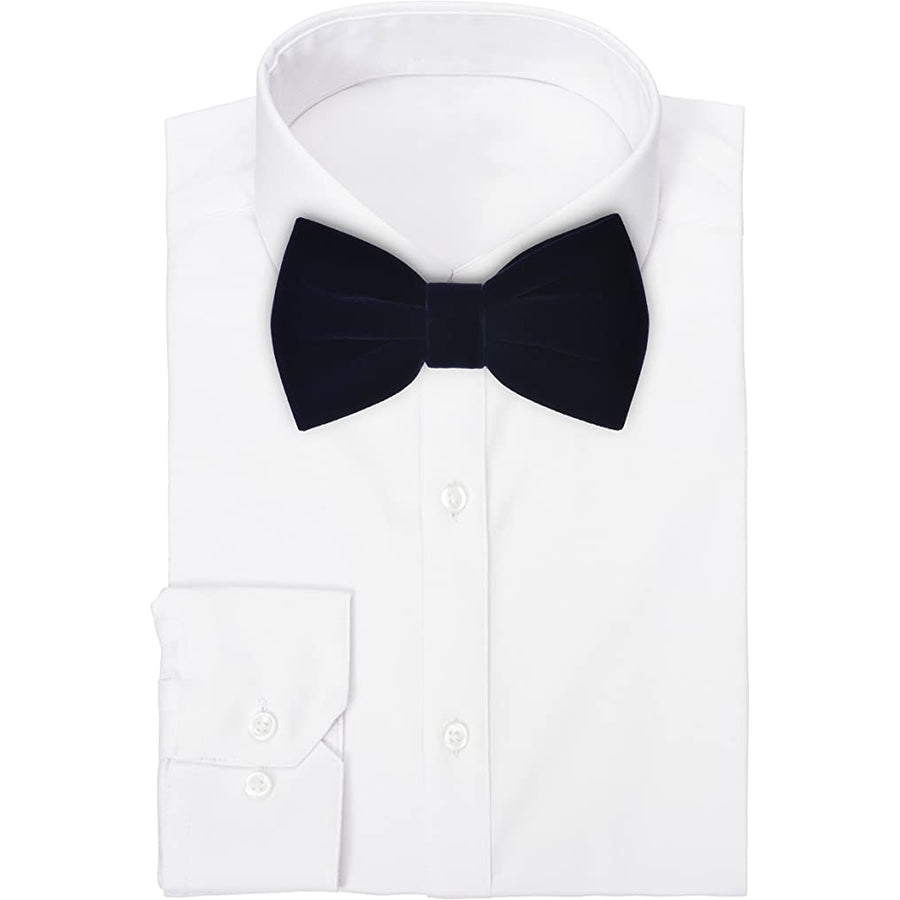 Navy Velvet Bow Tie and Pocket Square Set