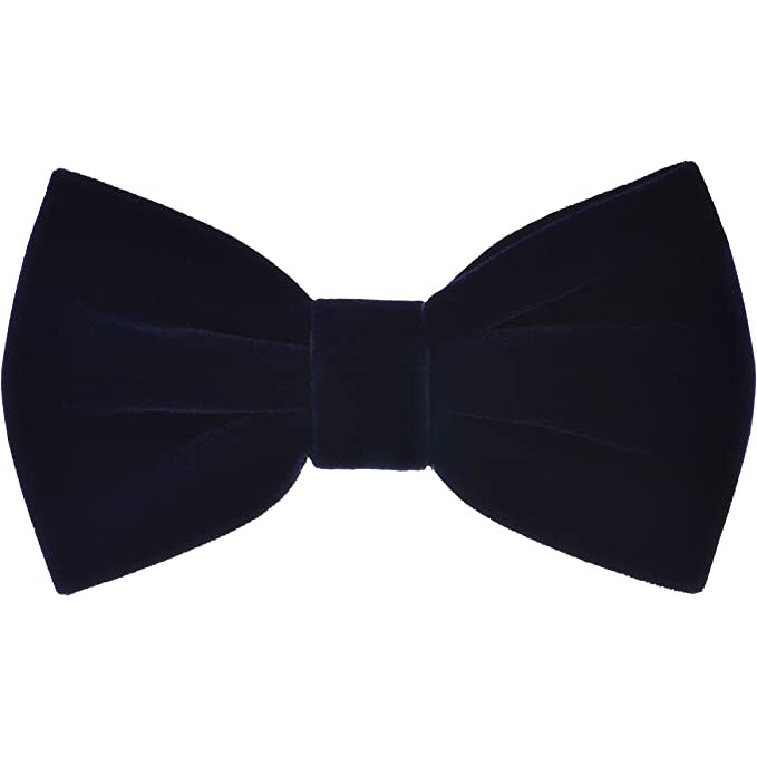 Navy Velvet Bow Tie and Pocket Square Set