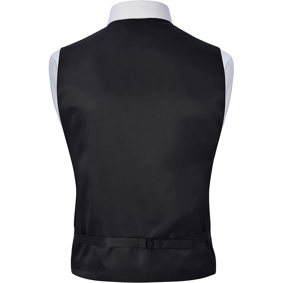 Men's Navy 4 Piece Vest Set, with Bow Tie, Neck Tie & Pocket Hankie