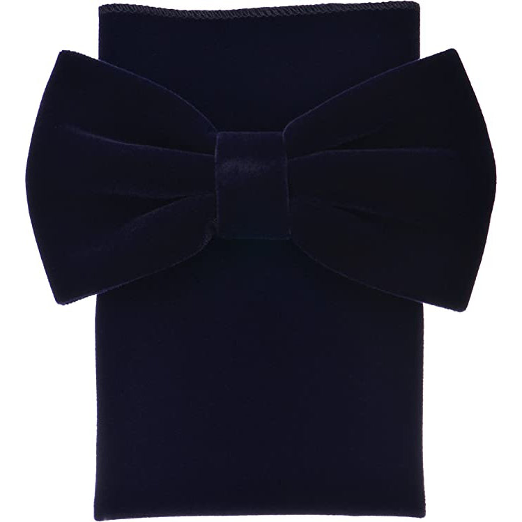 Navy Velvet Bow Tie and Pocket Square Set