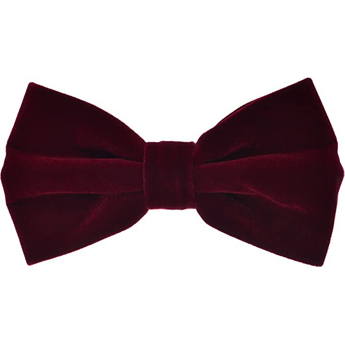 Burgundy Velvet Bow Tie and Pocket Square Set