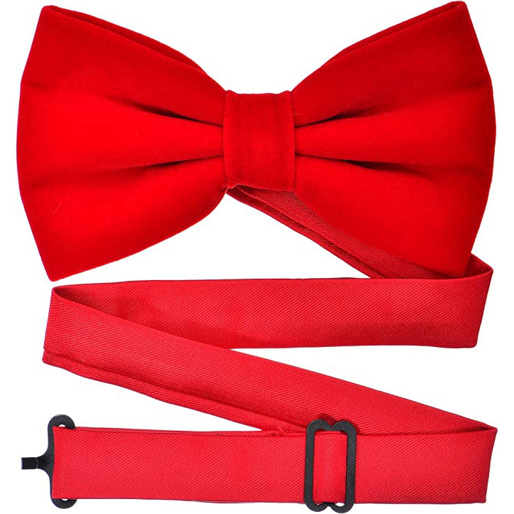 Red Velvet Bow Tie and Pocket Square Set