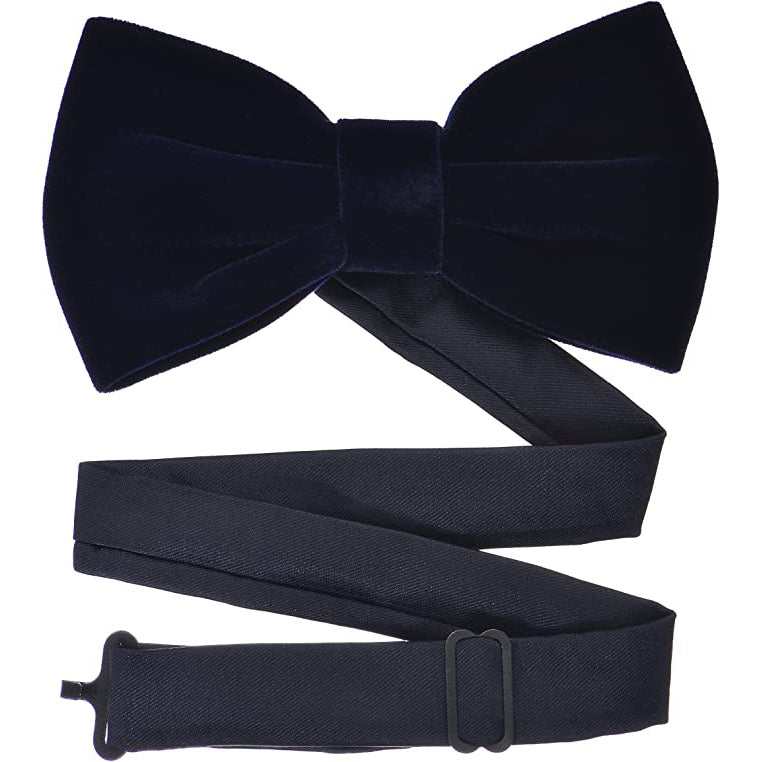 Navy Velvet Bow Tie and Pocket Square Set