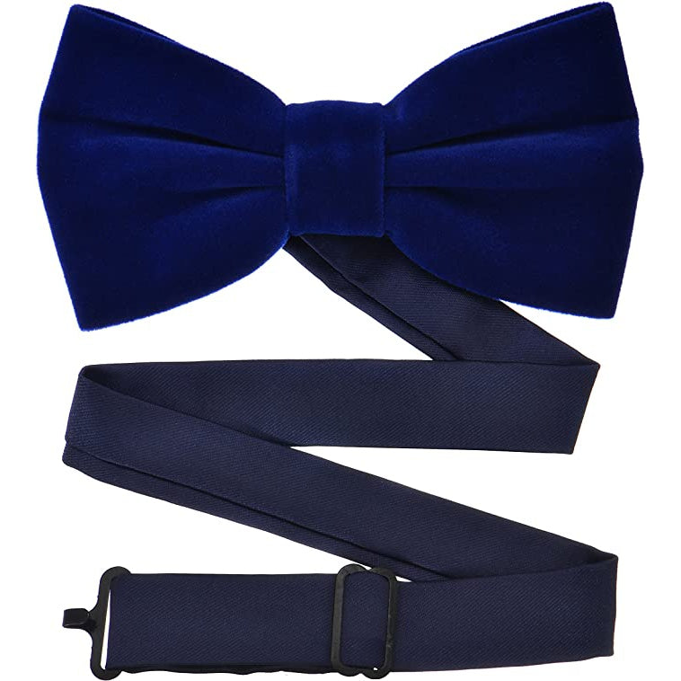 Royal Blue Velvet Bow Tie and Pocket Square Set