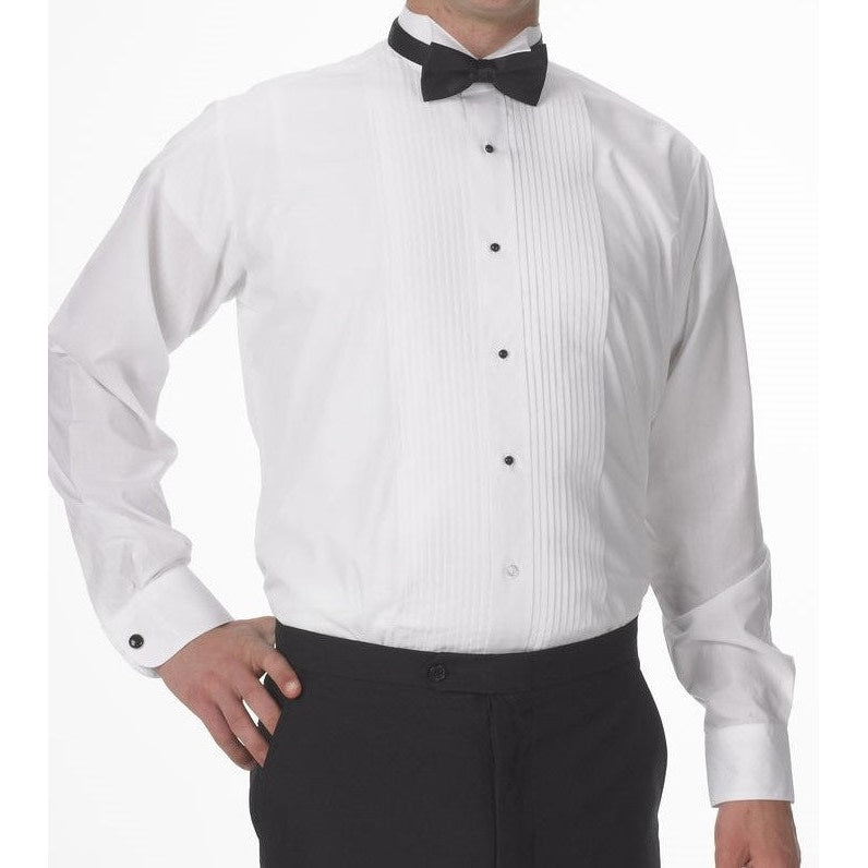 Man Wearing A Mens White Wing Tip Collar Wedding Shirt 