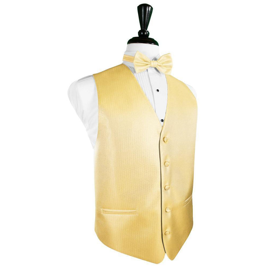 Dress Form Displaying a Buttercup Herringbone Mens Wedding Vest