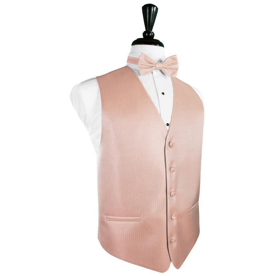 Dress Form Displaying a Peach Herringbone Mens Wedding Vest