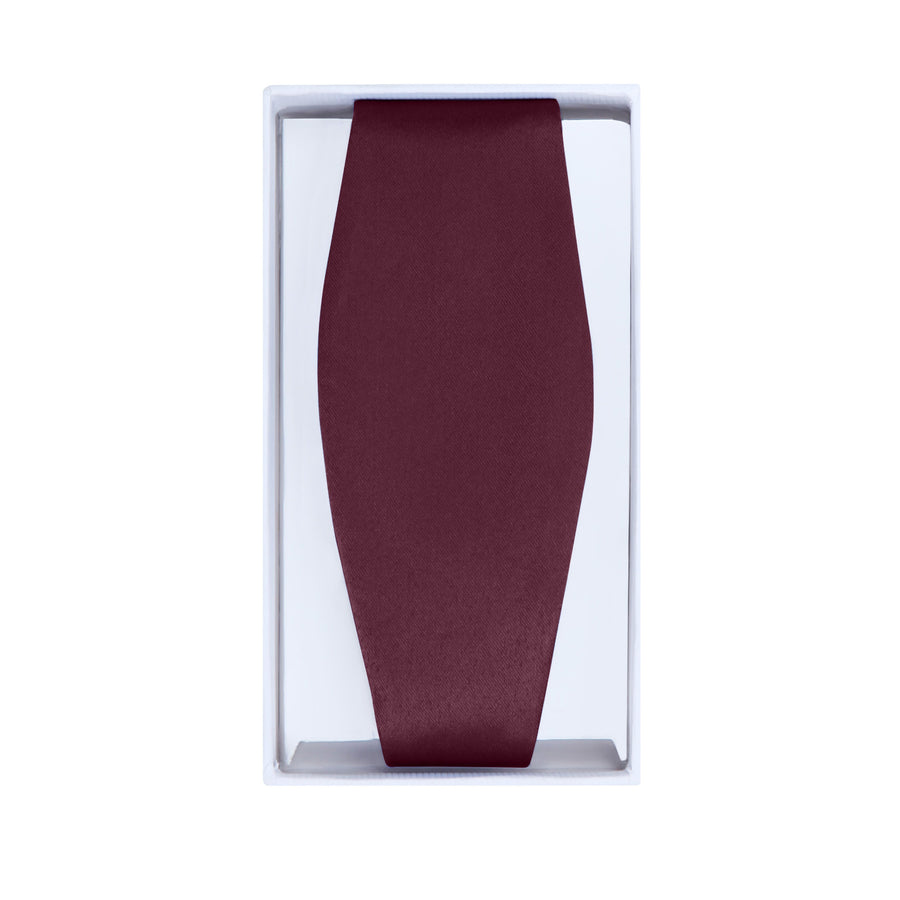 Men's Burgundy Self-Tie Satin Bow Tie