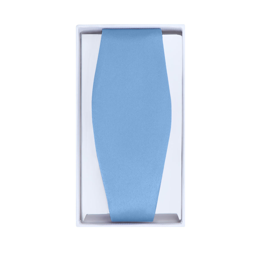 Men's Light Blue Self-Tie Satin Bow Tie