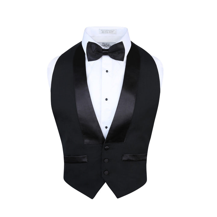 Dress Form With Mens Black Wool Backless Tuxedo Vest