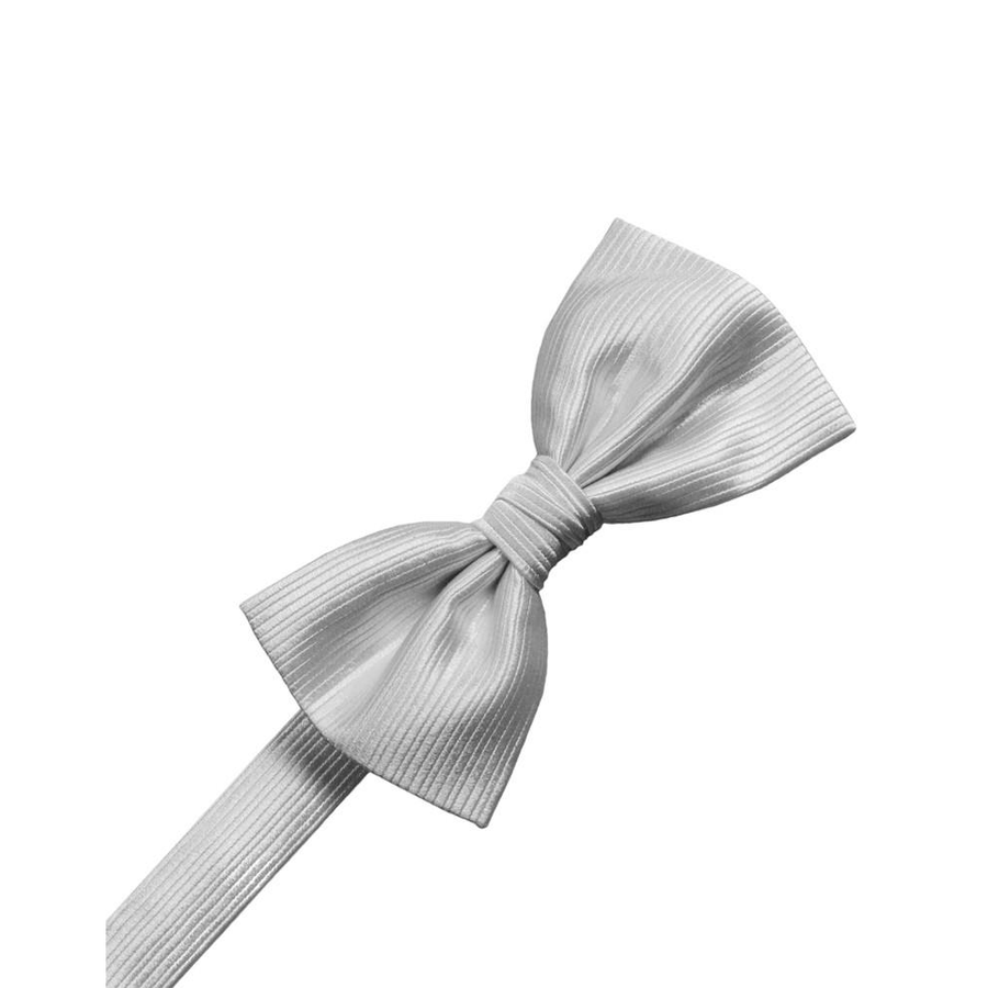 Mens Faille Silk Silver Pre Tied Bow Tie