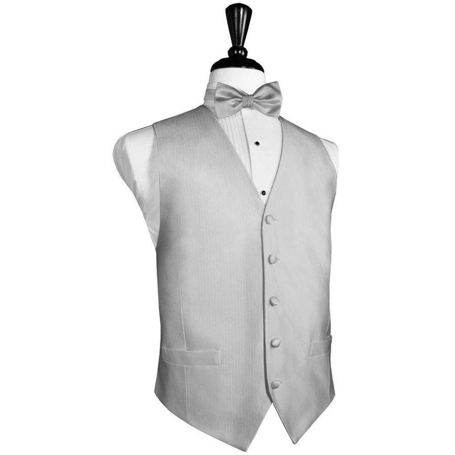 Dress Form Displaying A Silver Silk Mens Wedding Vest
