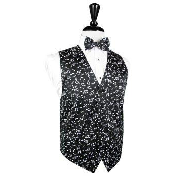 Dress Form Displaying A Musical Notes Pattern Mens Wedding Vest