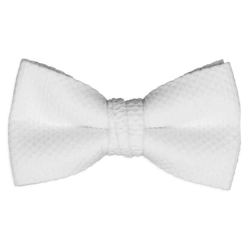 Mens Pique White Pre Tied Bow Tie