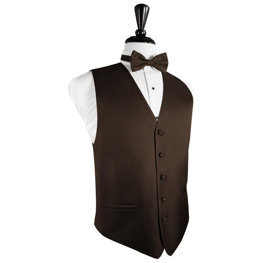 Dress Form Displaying a Chocolate Herringbone Mens Wedding Vest