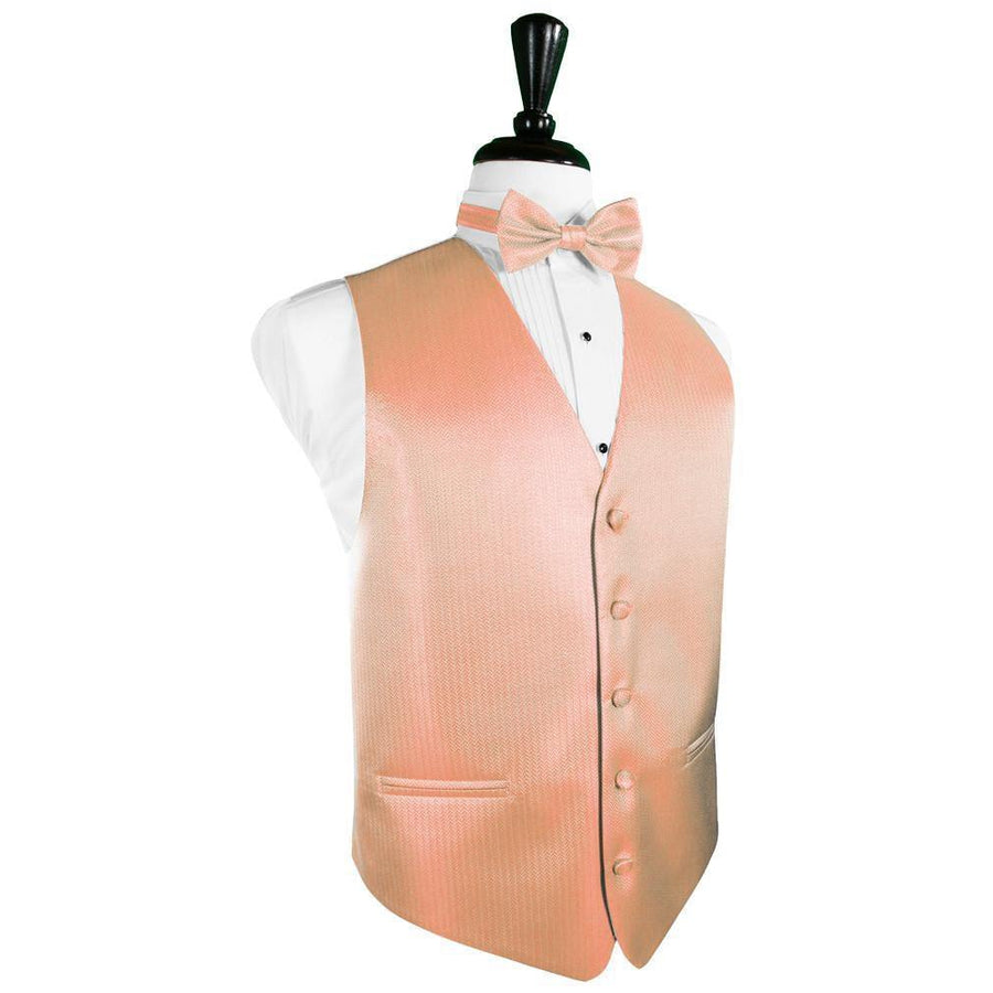 Dress Form Displaying a Coral Herringbone Mens Wedding Vest