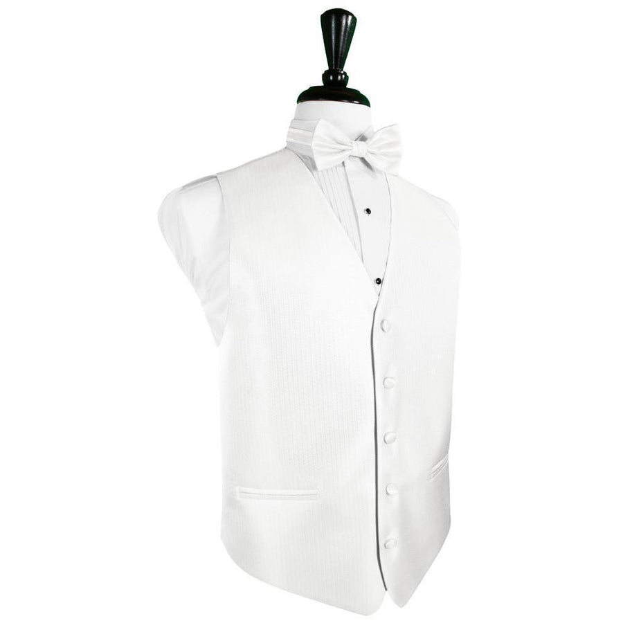 Dress Form Displaying a Diamond White Herringbone Mens Wedding Vest