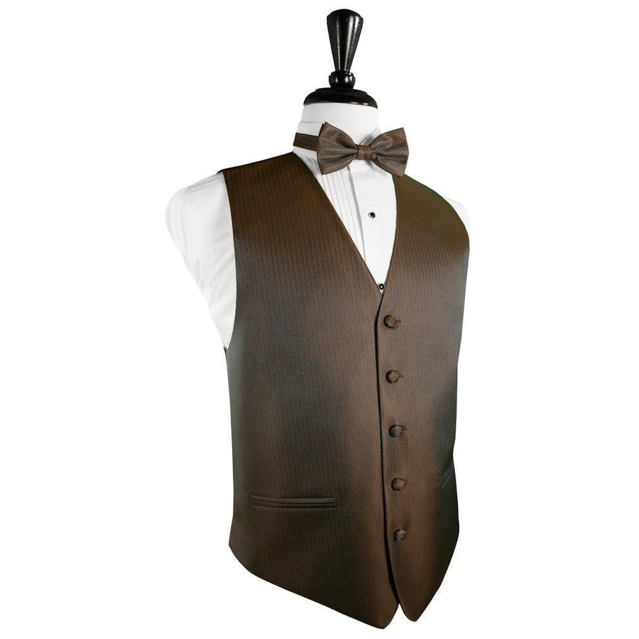 Dress Form Displaying a Mocha Herringbone Mens Wedding Vest