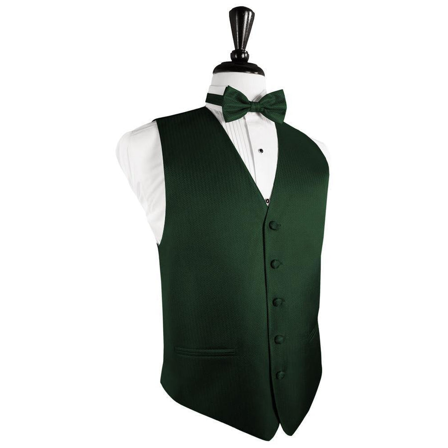 Dress Form Displaying a Hunter Green Herringbone Mens Wedding Vest