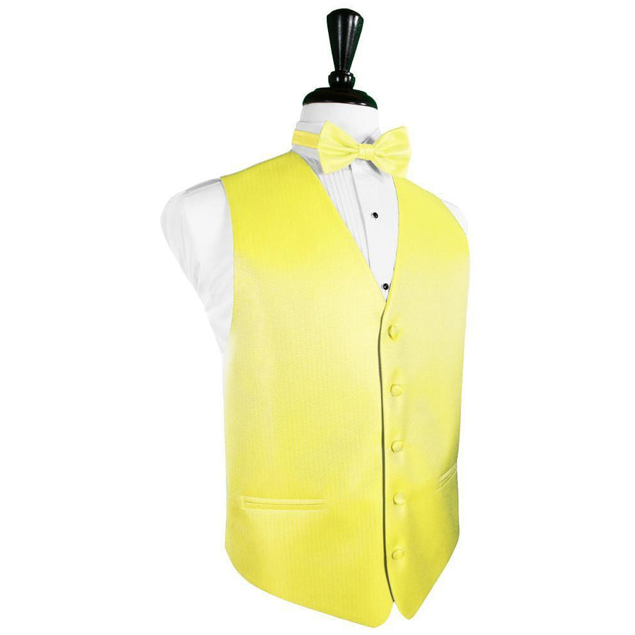 Dress Form Displaying a Lemon Herringbone Mens Wedding Vest