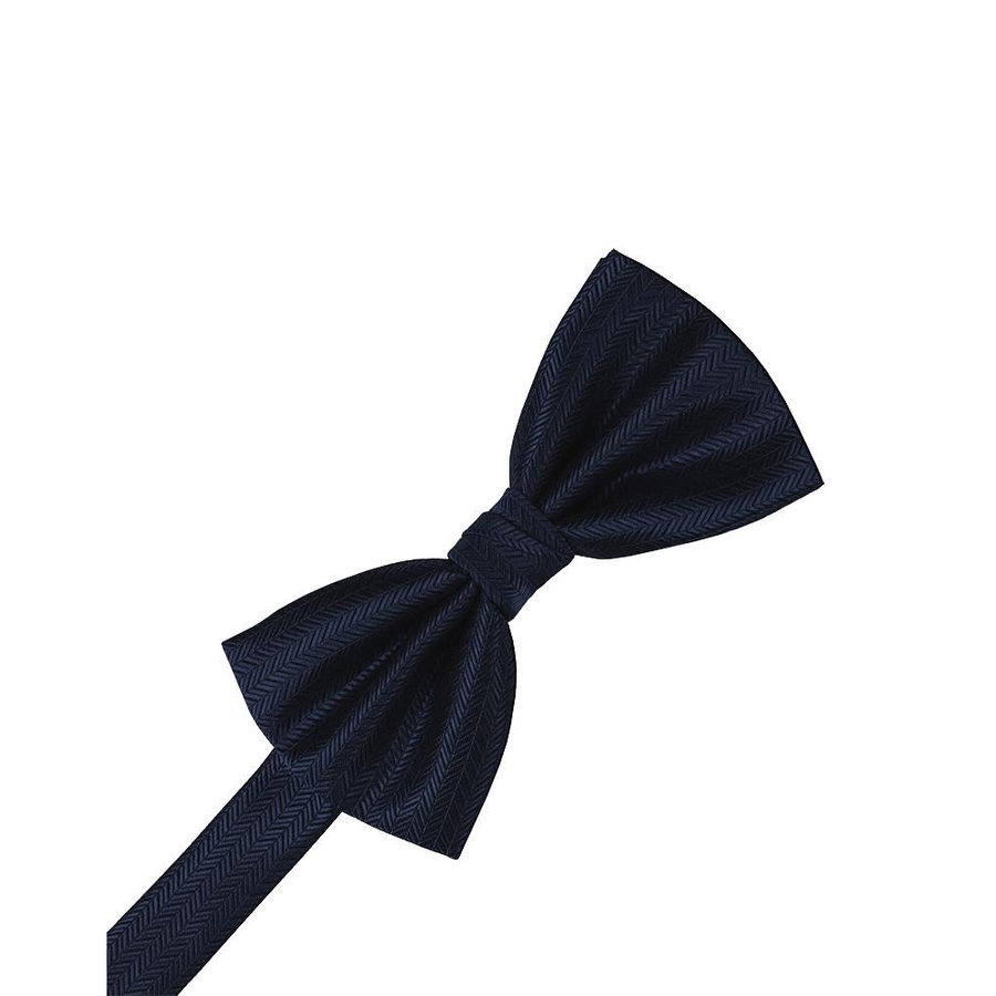 Mens Herringbone Navy Pre Tied Bow Tie