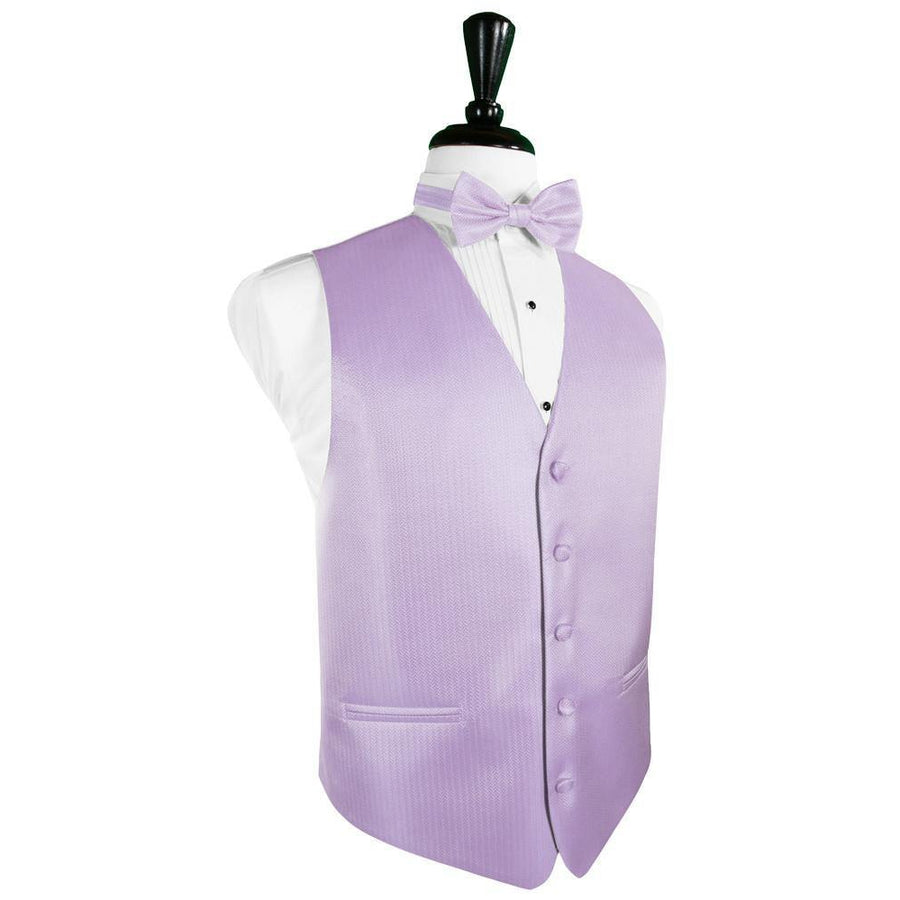 Dress Form Displaying a Pastel Lavender Herringbone Mens Wedding Vest