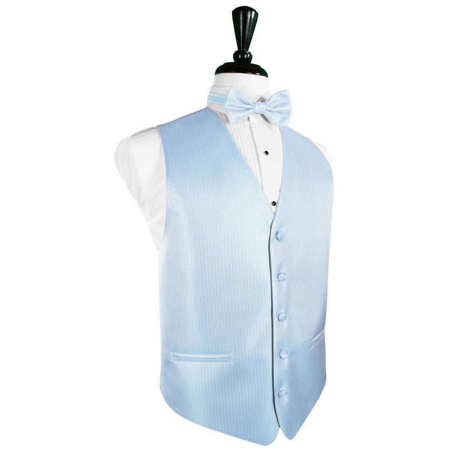 Dress Form Displaying a Powder Blue Herringbone Mens Wedding Vest