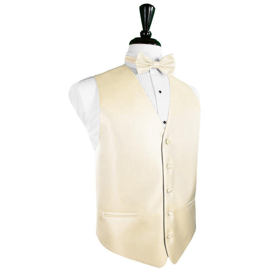 Dress Form Displaying a Sand Herringbone Mens Wedding Vest