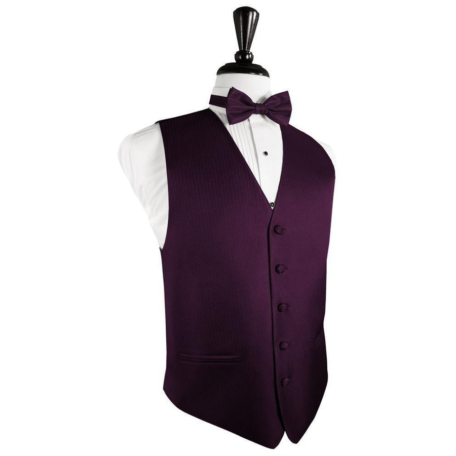 Dress Form Displaying a Sangria Herringbone Mens Wedding Vest