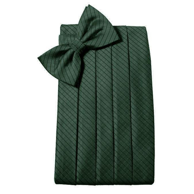 Mens Hunter Green Diamond Grid Pattern Bow Tie and Cummerbund Set