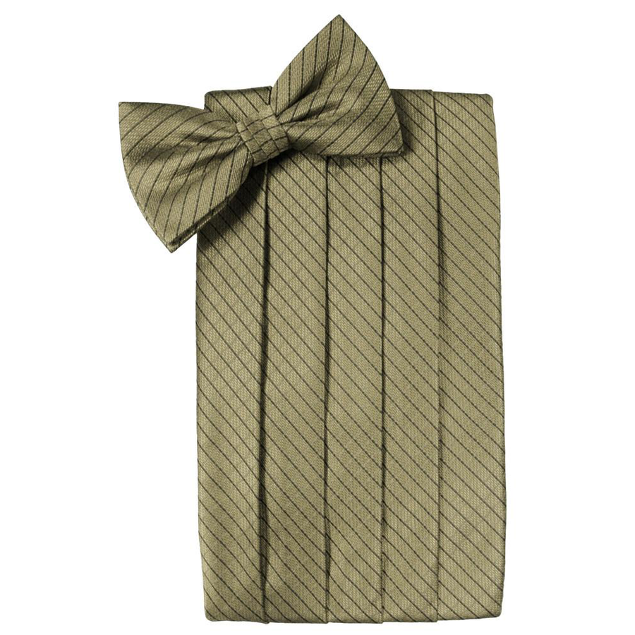 Mens Champagne Diamond Grid Pattern Bow Tie and Cummerbund Set