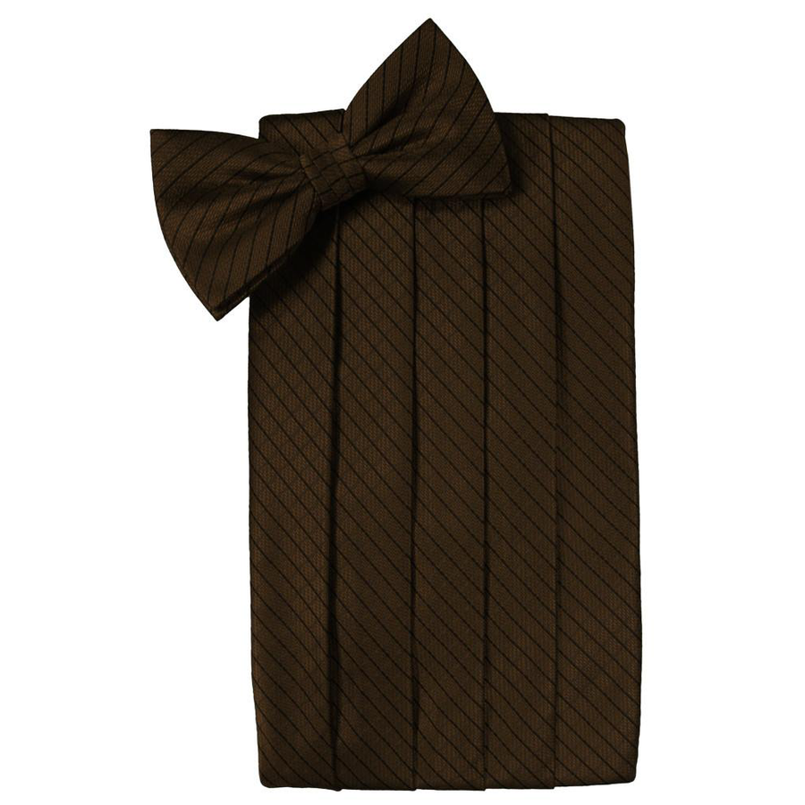 Mens Chocolate Diamond Grid Pattern Bow Tie and Cummerbund Set