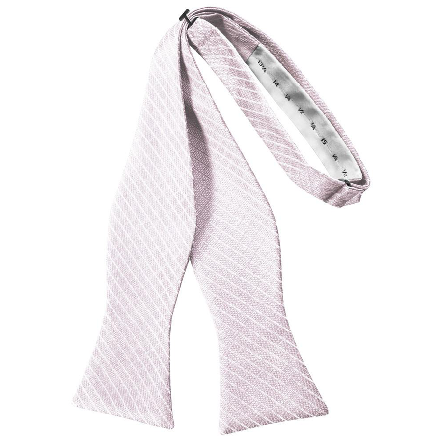 Mens Diamond Grid Pattern Pink Self Tie Bow Tie