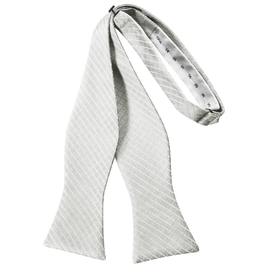 Mens Diamond Grid Pattern Platinum Self Tie Bow Tie