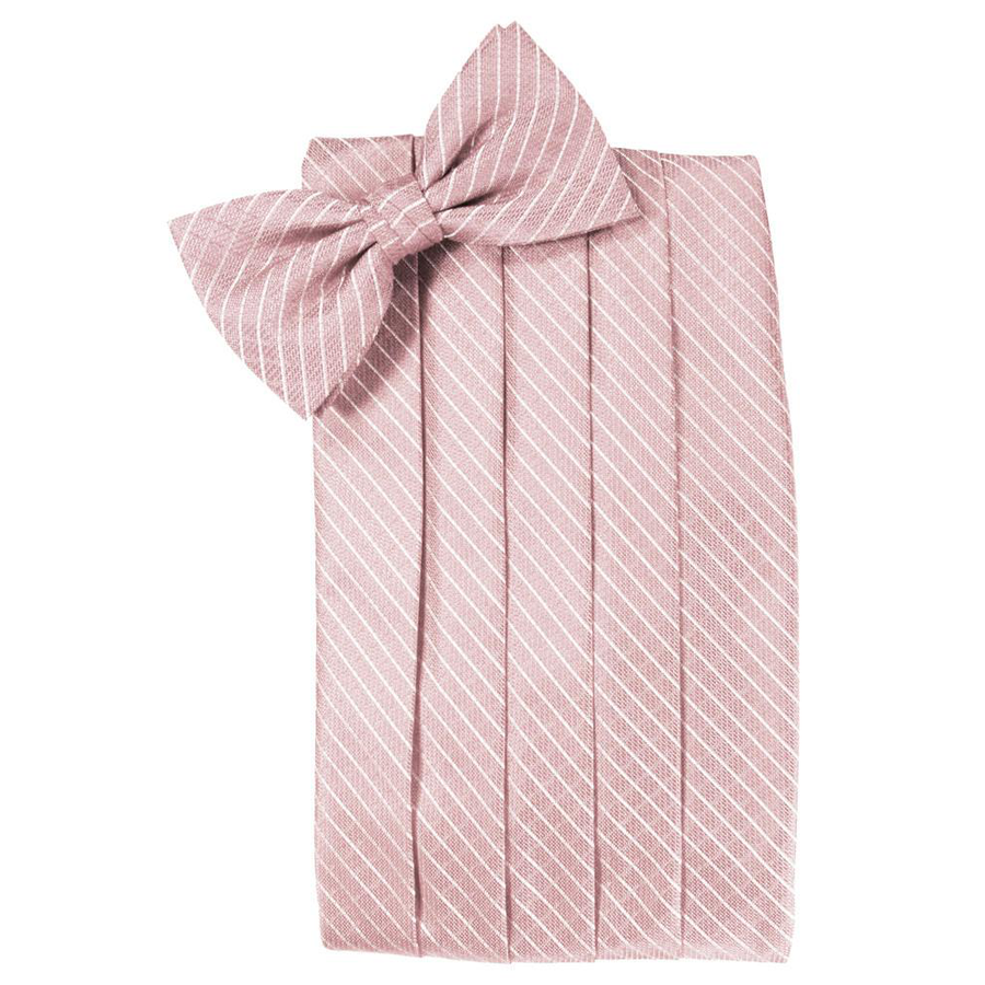 Mens Rose Diamond Grid Pattern Bow Tie and Cummerbund Set