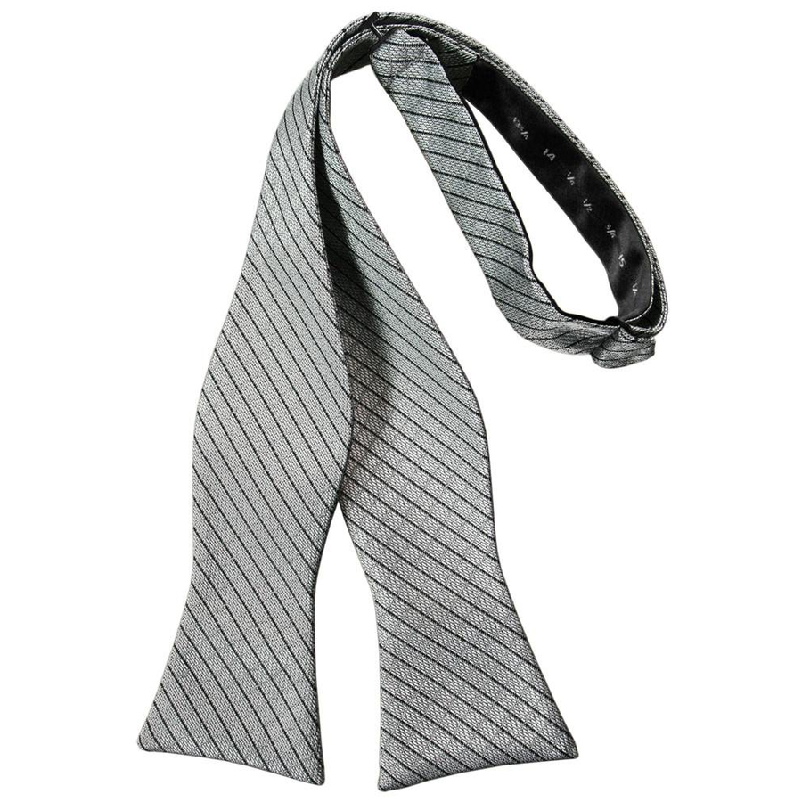 Mens Diamond Grid Pattern Silver Self Tie Bow Tie