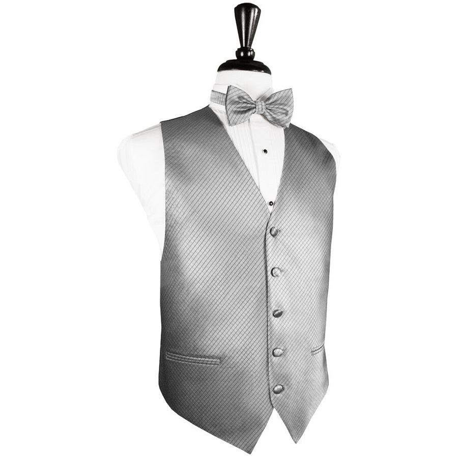 Dress Form Displaying a Silver Palermo Mens Wedding Vest