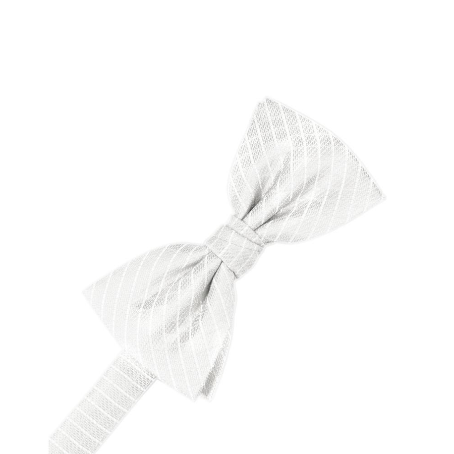 Mens Diamond Grid Pattern White Pre Tied Bow Tie