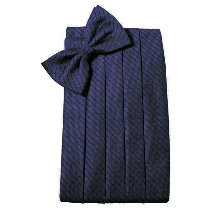 Mens Royal Blue Diamond Grid Pattern Bow Tie and Cummerbund Set