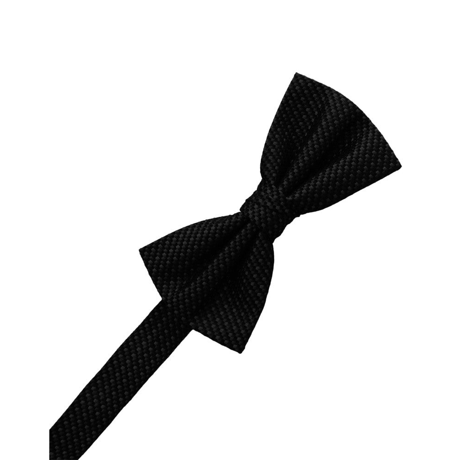Mens Silk Weave Black Pre Tied Bow Tie
