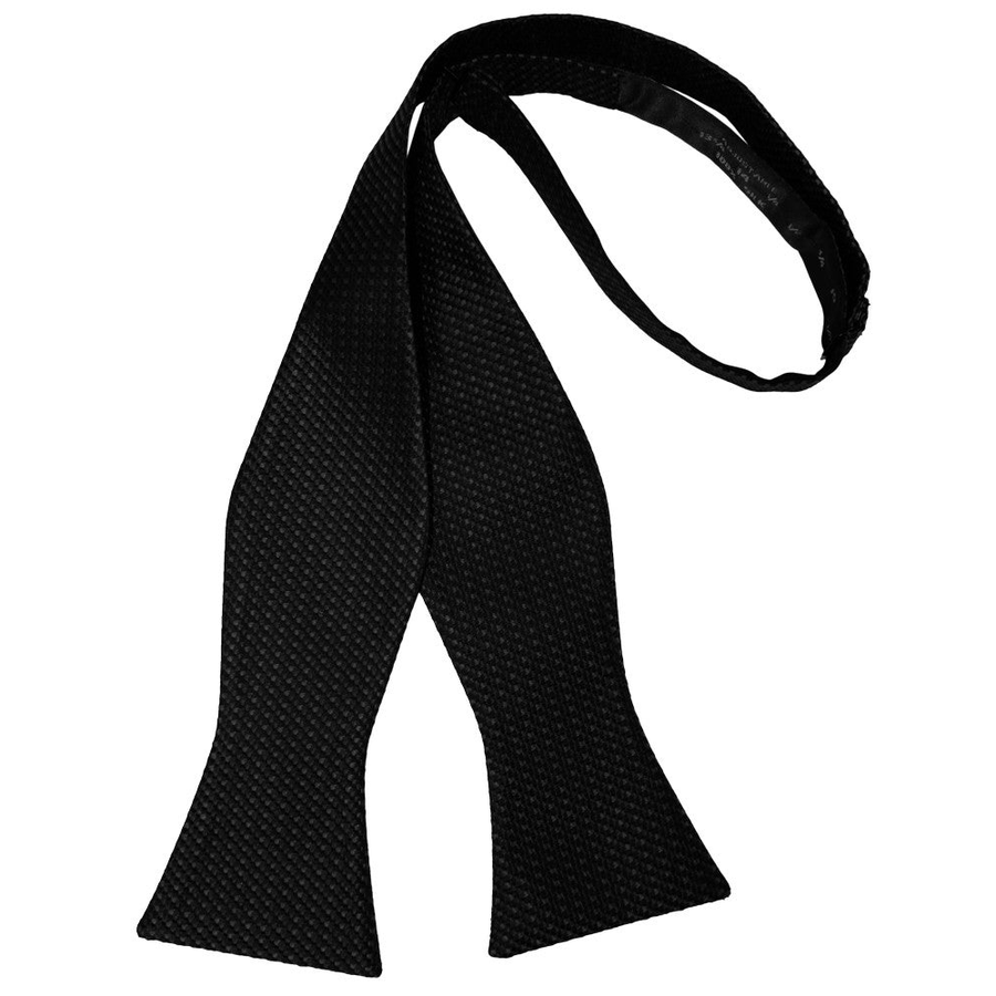 Mens Silk Weave Black Self Tie Bow Tie