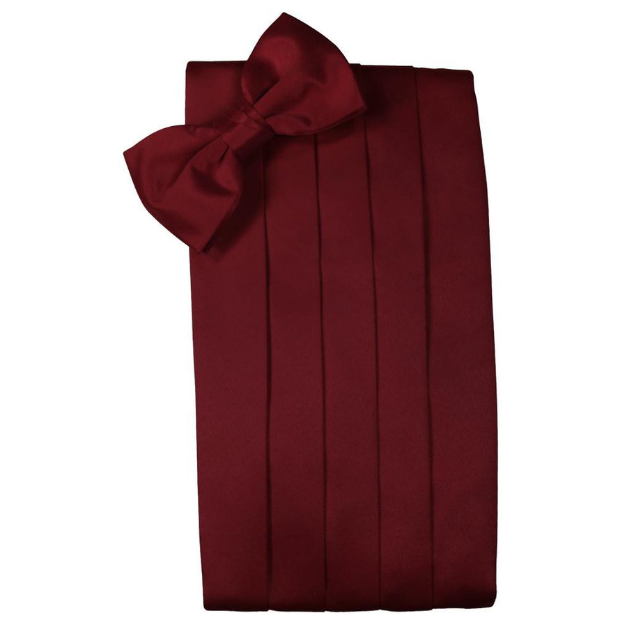 Mens Apple Red Satin Bow Tie and Cummerbund Set