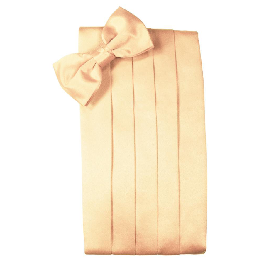 Mens Apricot Premier Satin Bow Tie and Cummerbund Set