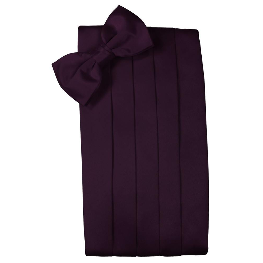 Mens Berry Satin Bow Tie and Cummerbund Set