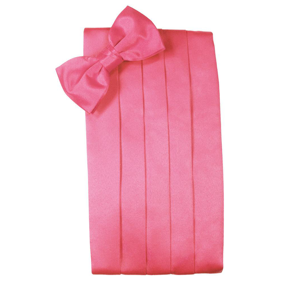 Mens Mens Bubblegum Satin Bow Tie and Cummerbund Set