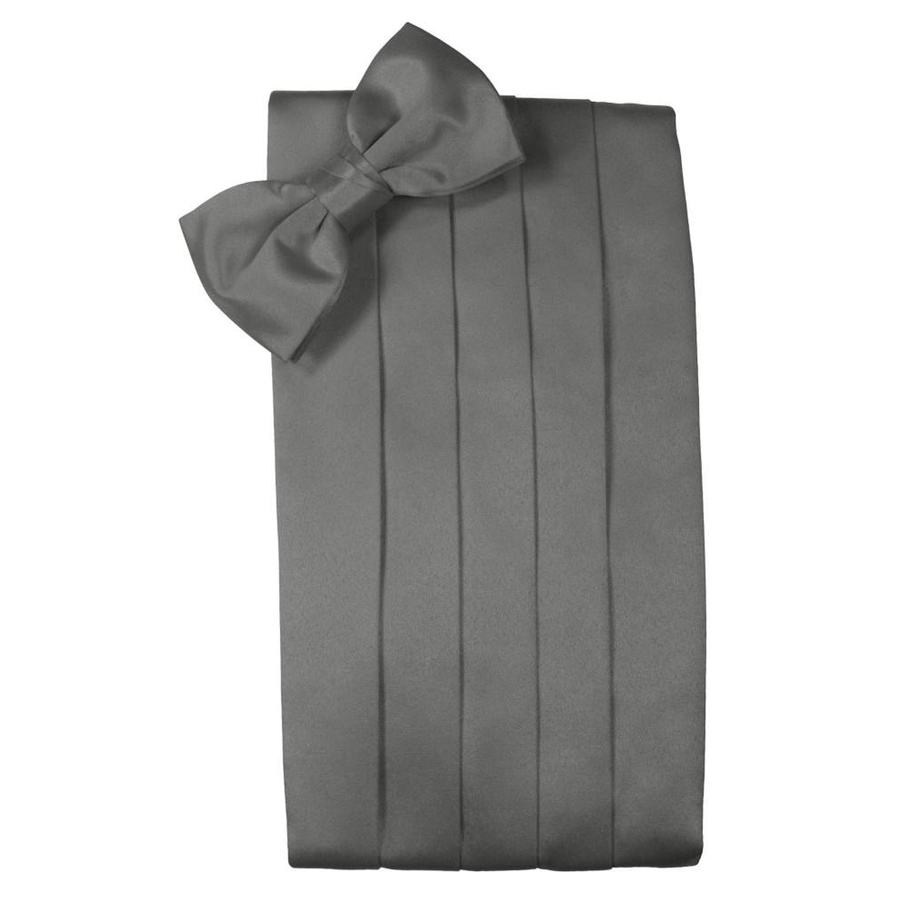 Mens Charcoal Satin Bow Tie and Cummerbund Set