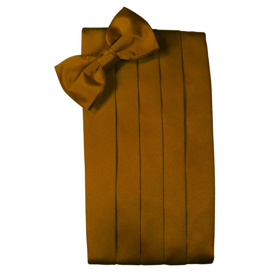 Mens Cognac Satin Bow Tie and Cummerbund Set